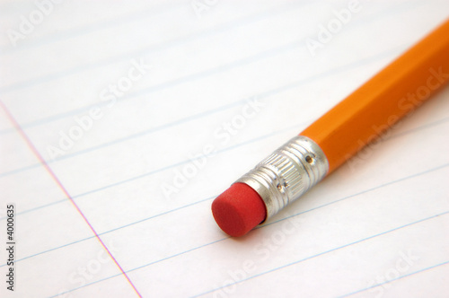 Detail of pencil on lined paper