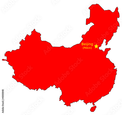 Carte de Chine rouge avec Pékin