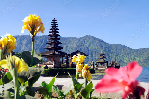 Bali Temple with Flowers 2  photo