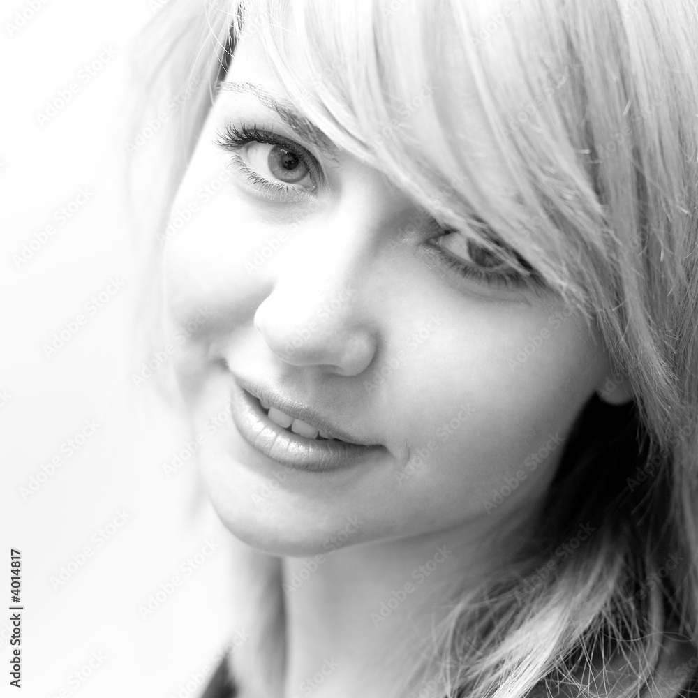 Pretty girl look at camera #2. Black & white photo Pretty girl look at camera #2. Black & white photo