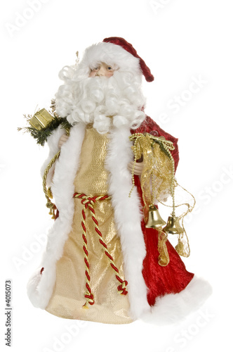Santa Claus figure facing left on white background