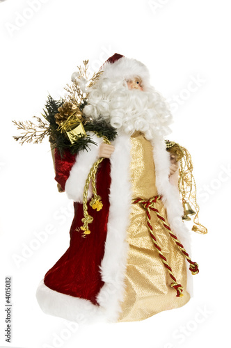 Santa Clause figure looking right on white background