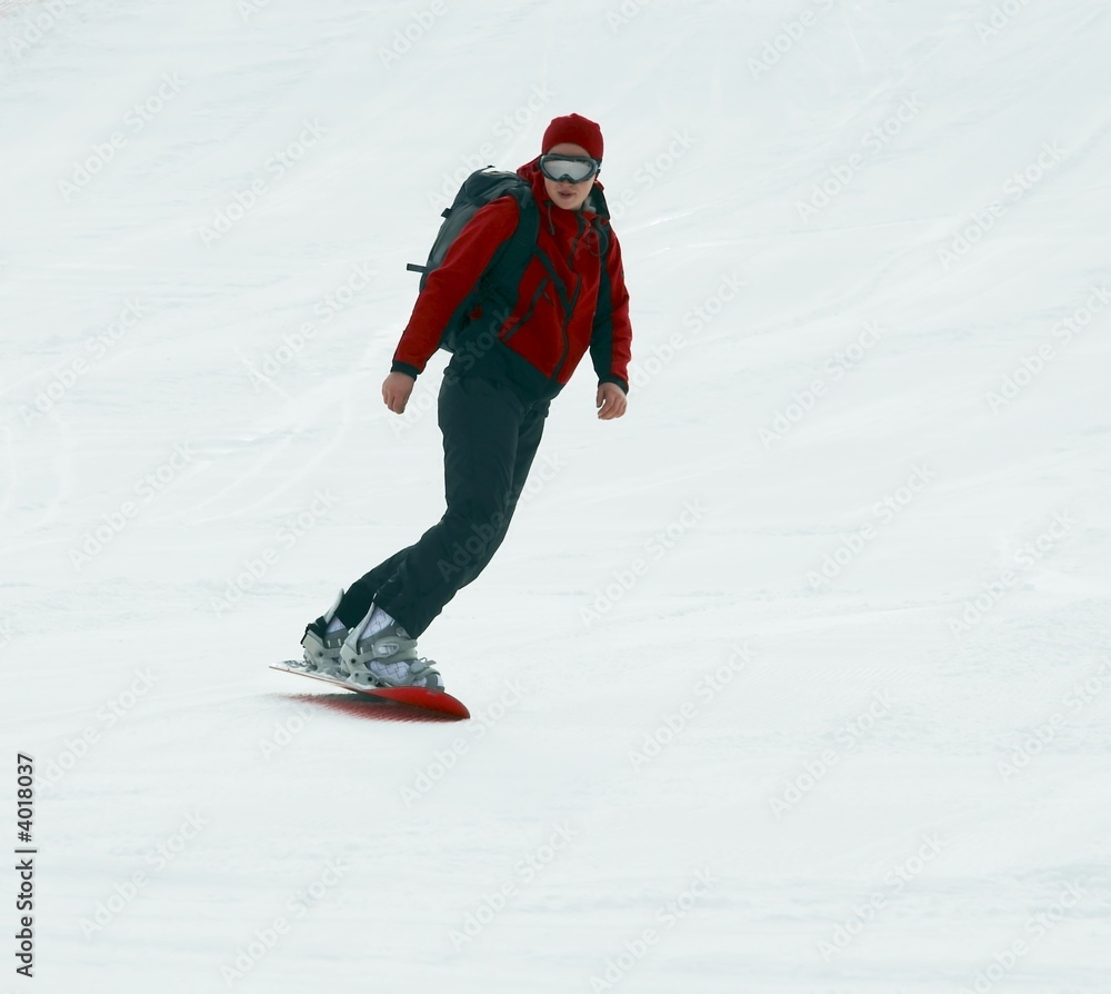 Snowboarder on snow slope