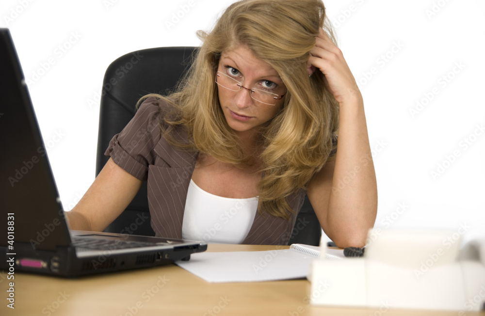 Business woman works. Business woman works.