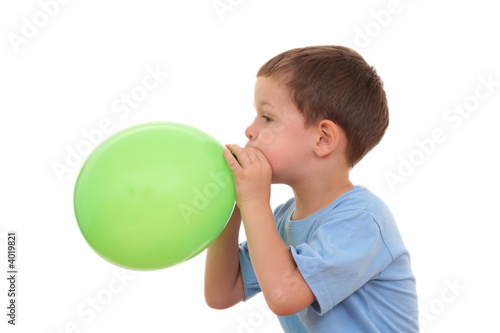 blowing up balloon