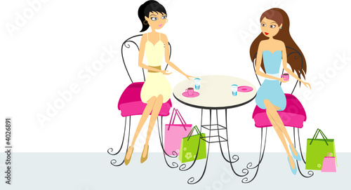 Two women drinking coffee