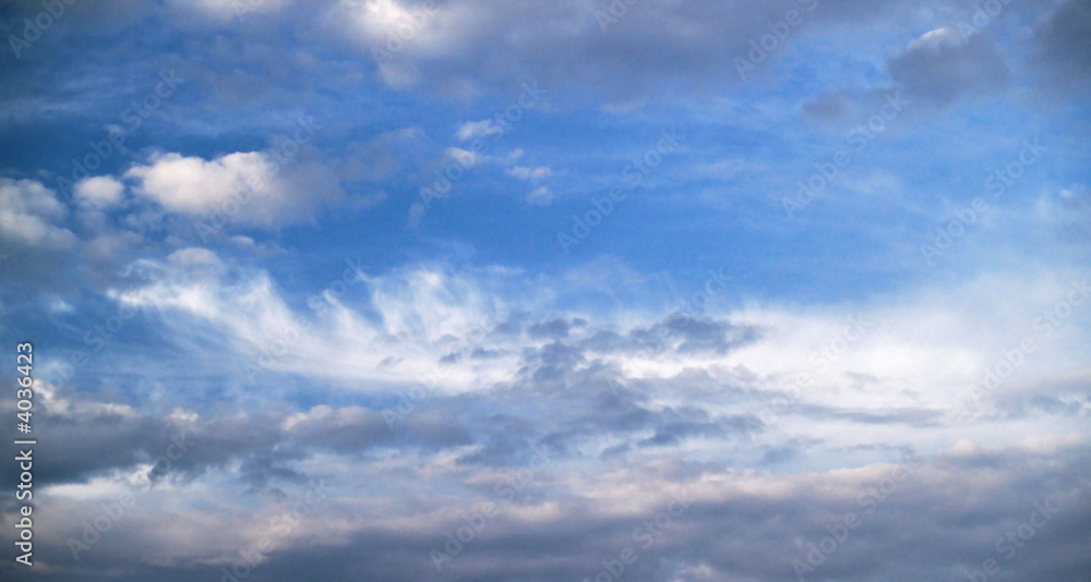 Picture of dark blue evening sky with some clouds