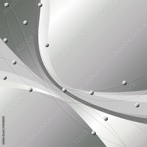Silver abstract background with waves lines and curves