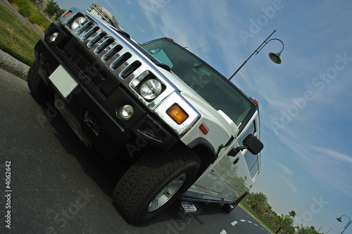 A Stretched  Luxurious White Limousine