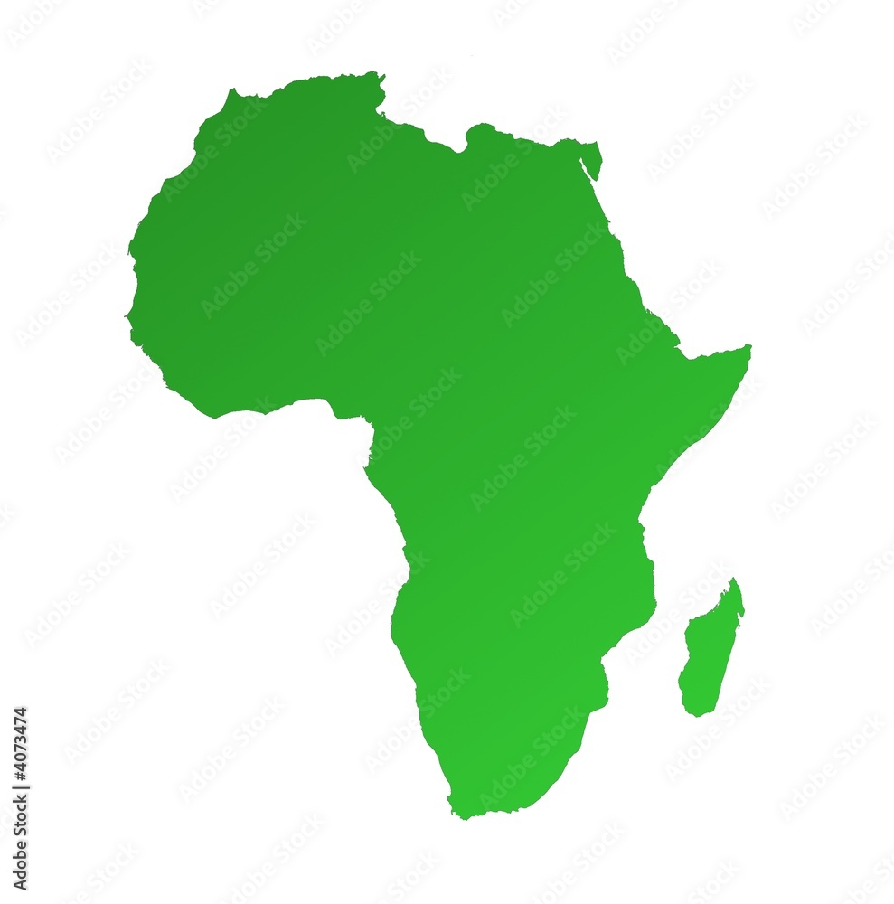 Detailed green gradient map of Africa
