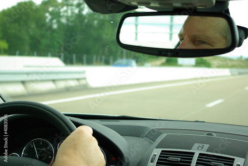 Man driving a car