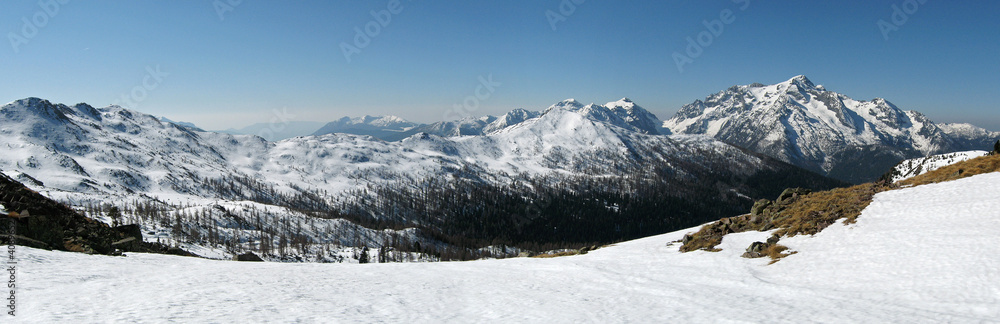 Dolomites panorama in winter