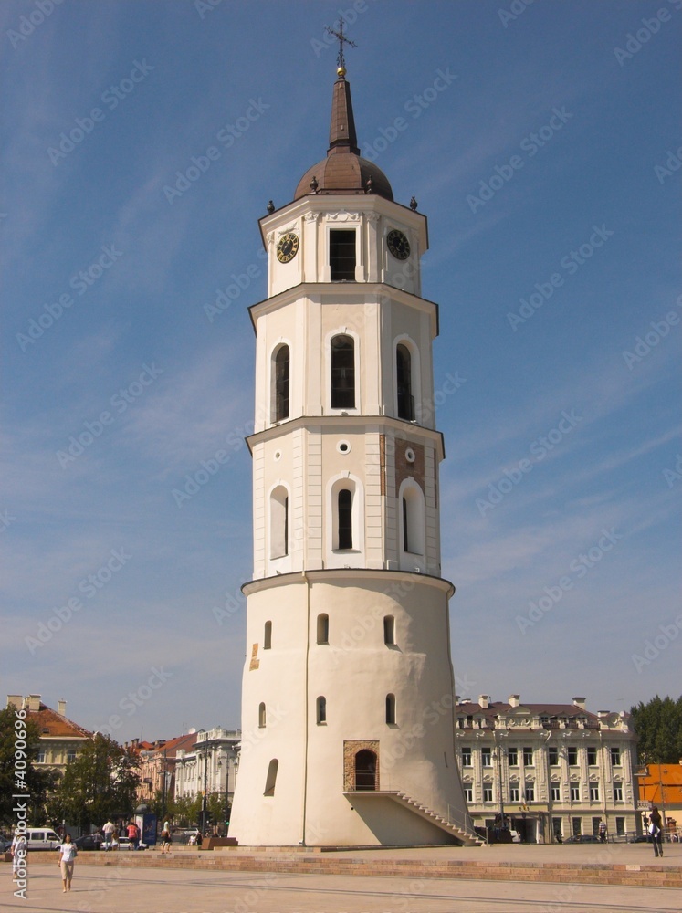 Cathedral Place with belfry in a sunny day, Lithuania, Vilnius, Cathedral Place with belfry in a sunny day, Lithuania, Vilnius,
