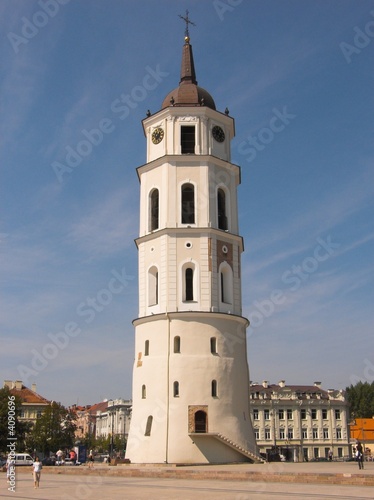 Cathedral Place with belfry in a sunny day, Lithuania, Vilnius,