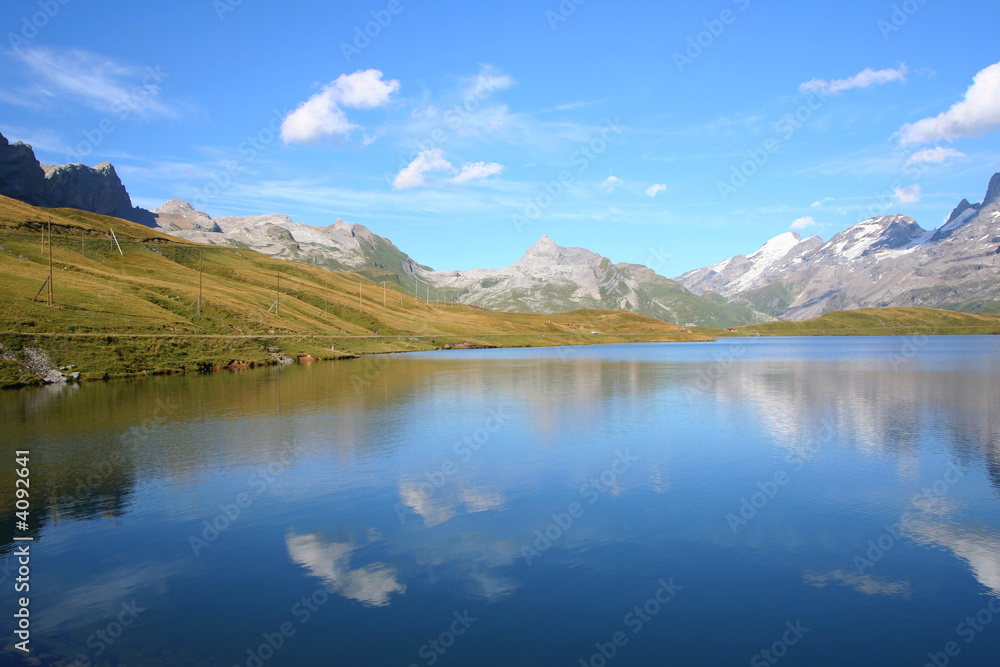 swiss lake with reflection