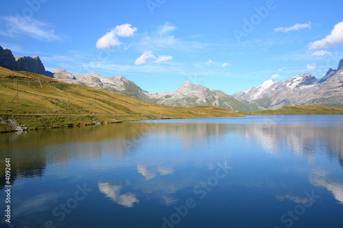 swiss lake with reflection