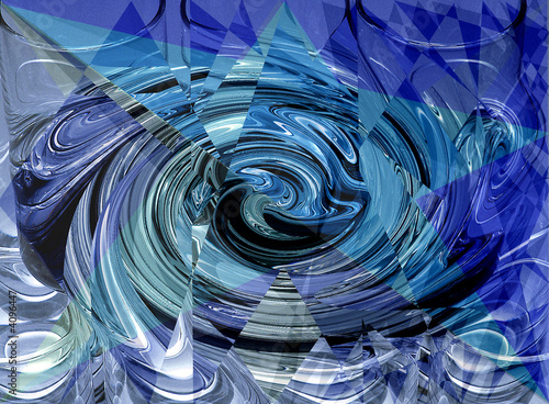 Blaue Spirale mit Cuben