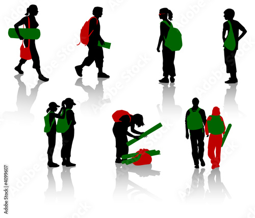 Silhouettes of students and pupils.