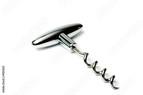 Decorative chrom corkscrew for opening wine bottles.