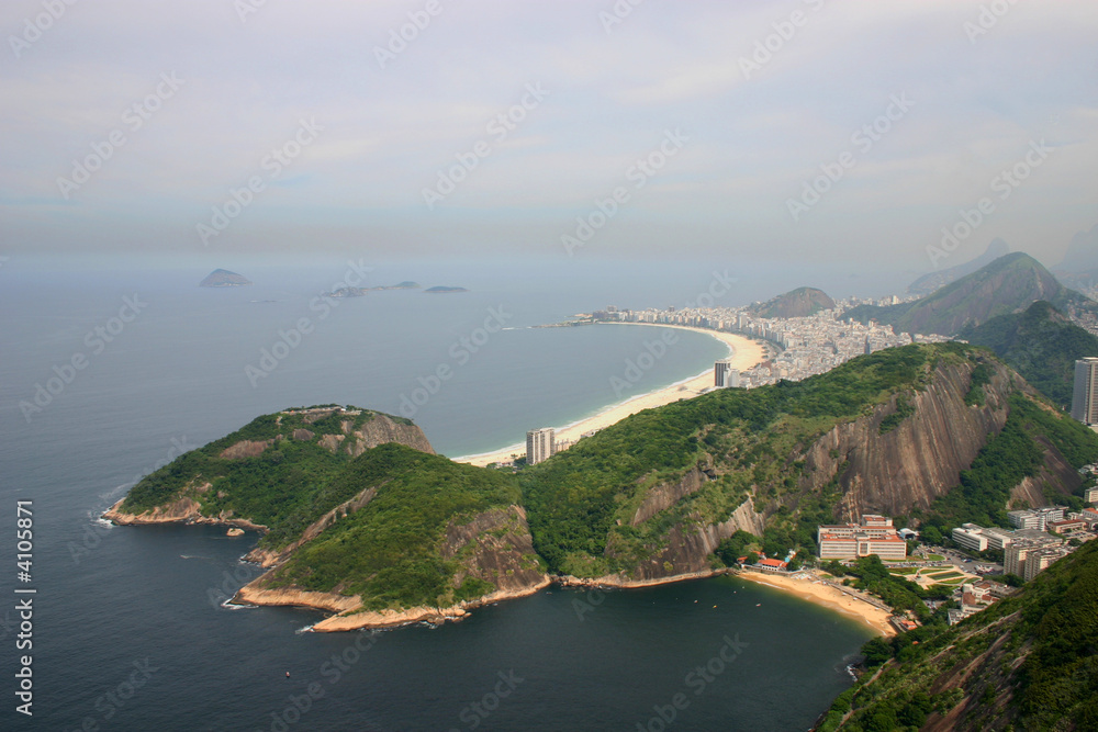 Blick vom Zuckerhut auf den Strand Copacabana, Rio