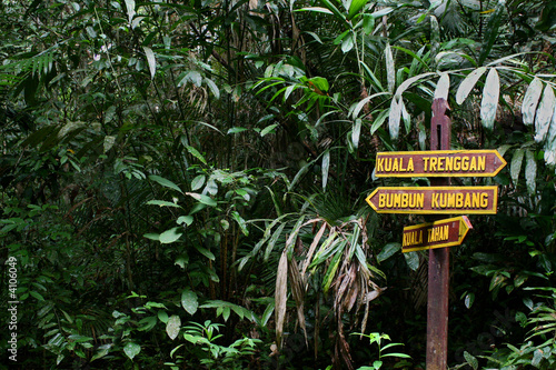 Wegweiser im Nationalpark Taman Negera in Malaysia