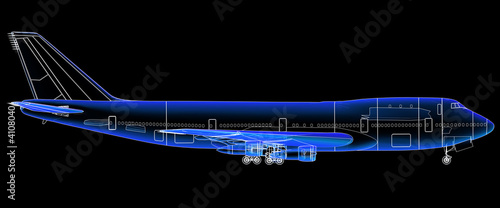 Side view technical illustration of a Boeing 747. photo