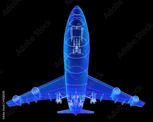 Super high resolution Boeing 747 blueprint rendering.