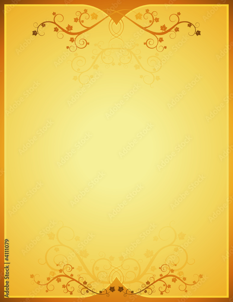 golden background  with lovely squiggles with leaves
