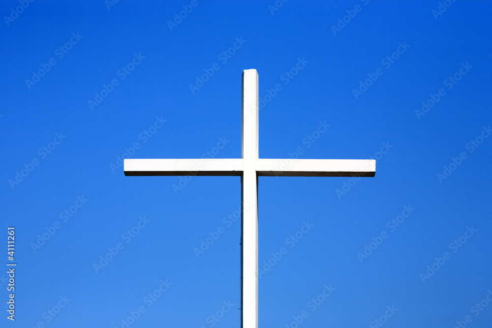 chirstian cross on blue sky
