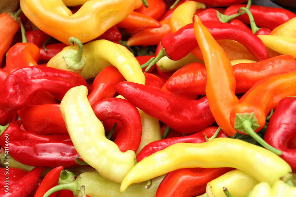 details of many chilli in colors