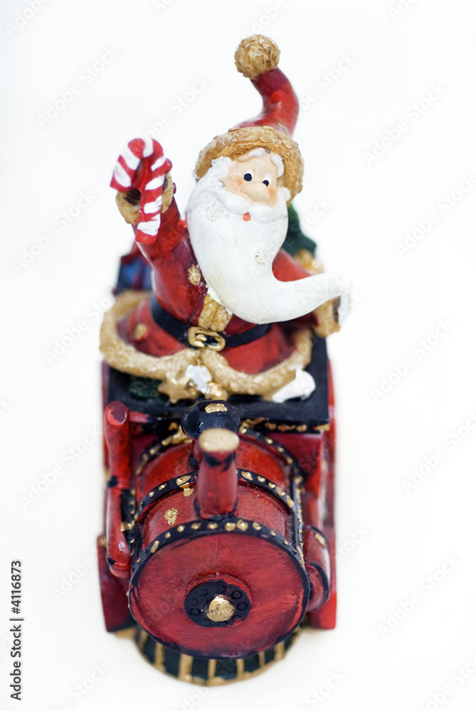 Father Christmas Ornament bringing gift on a train