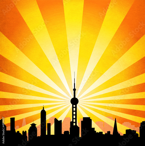 cityscape with tower