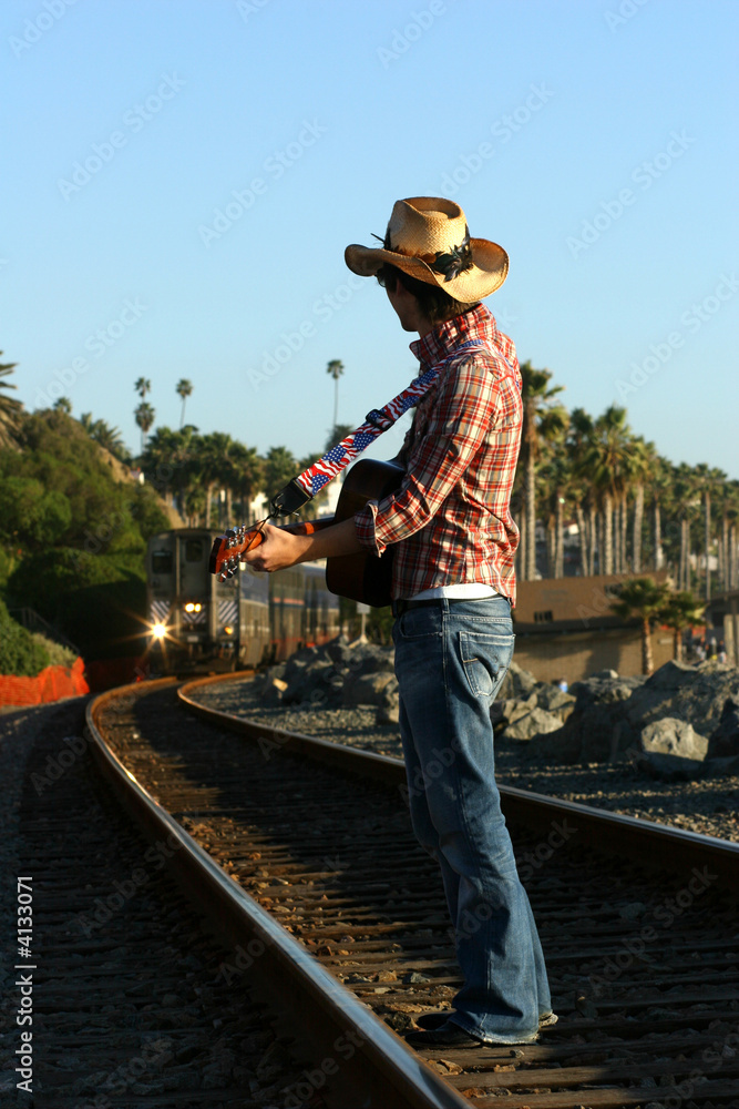 Cowboy on tracks