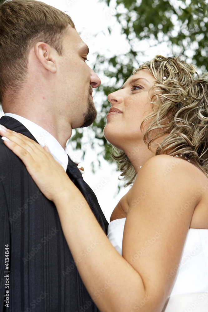 Couple on their wedding kissing Couple on their wedding kissing