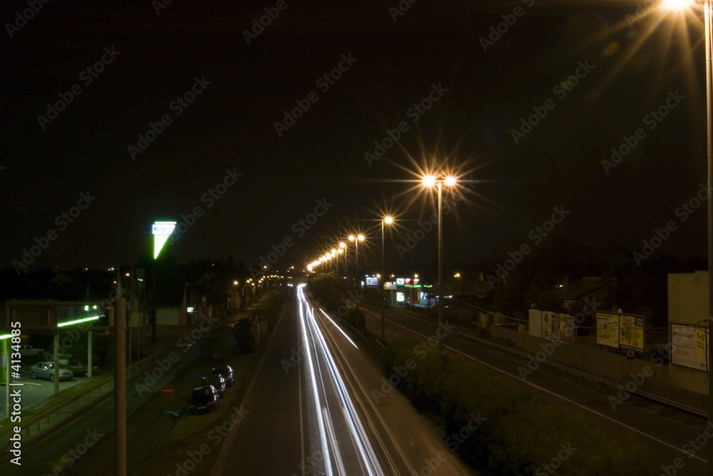 Motorway, traffic at nightfall