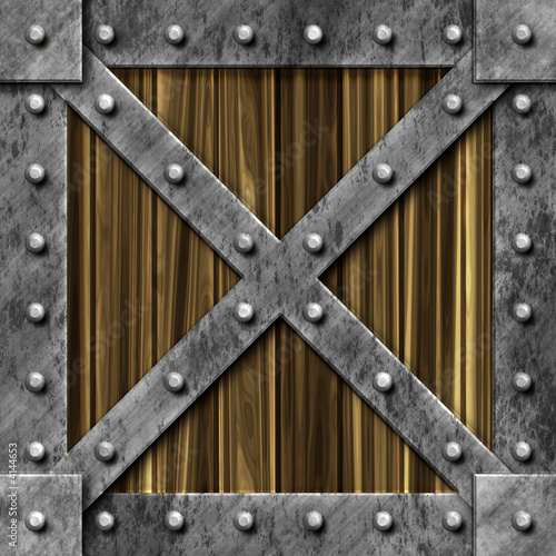 Wooden crate with metal binds
