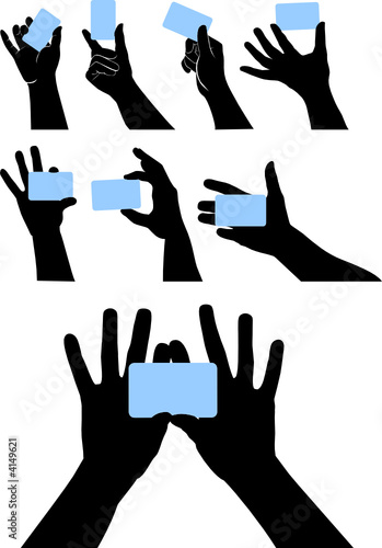 vector hands with cards