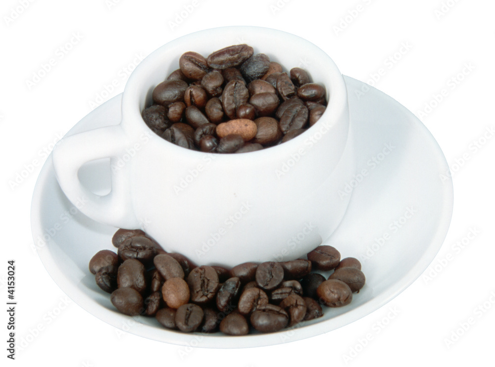 Espresso-Tasse mit Kaffeebohnen Espresso-Tasse mit Kaffeebohnen