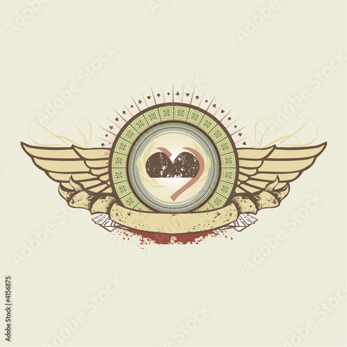 Vector illustration on a gambling subject. hearts suit emblem 