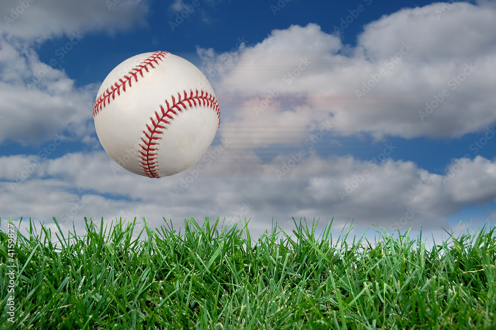 Baseball after impact with grass Baseball after impact with grass