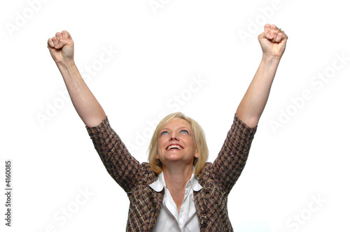Businesswoman celebrating