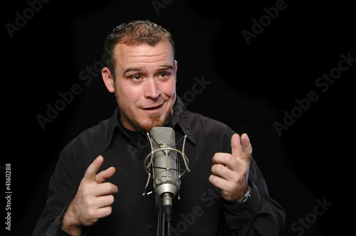 Comedian performing