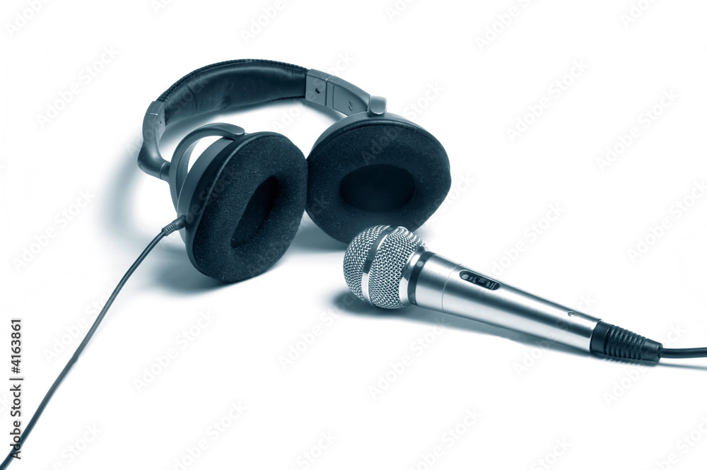 Microphone and headphones Microphone and headphones