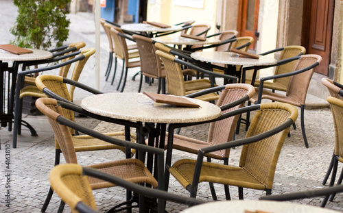 Cafe tables outdoors