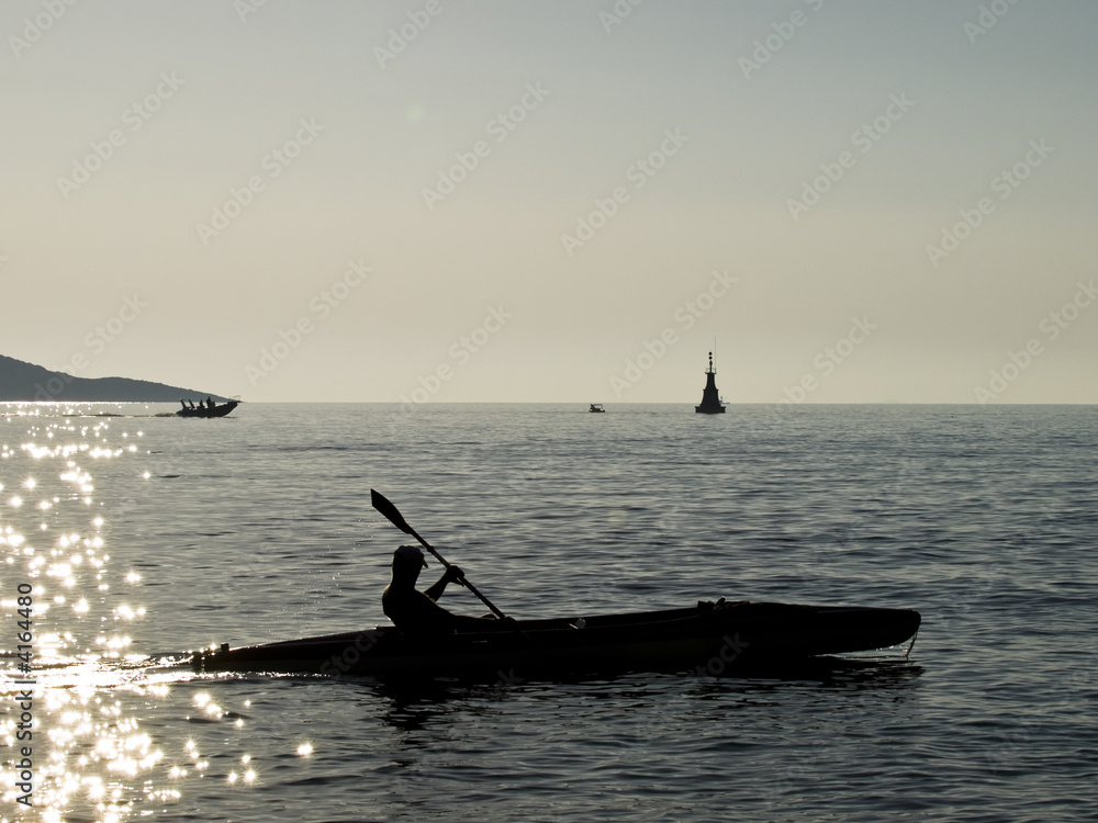 Naklejka premium Adriatic coast sunset - kayaking