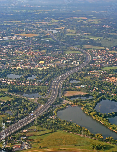 m25 motorway passing through countryside and towns