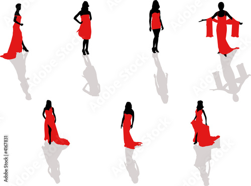 girl in the red dress silhouettes