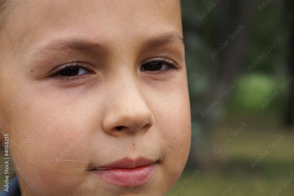 Preteen girl on forest background Preteen girl on forest background