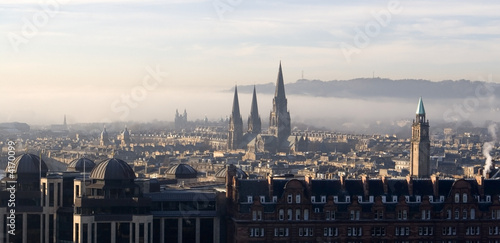 View across Edinburgh, Scotland with Princes Street