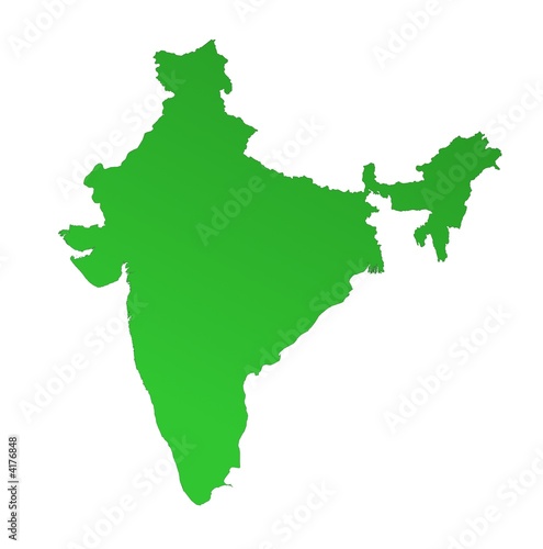 detailed green gradient India map